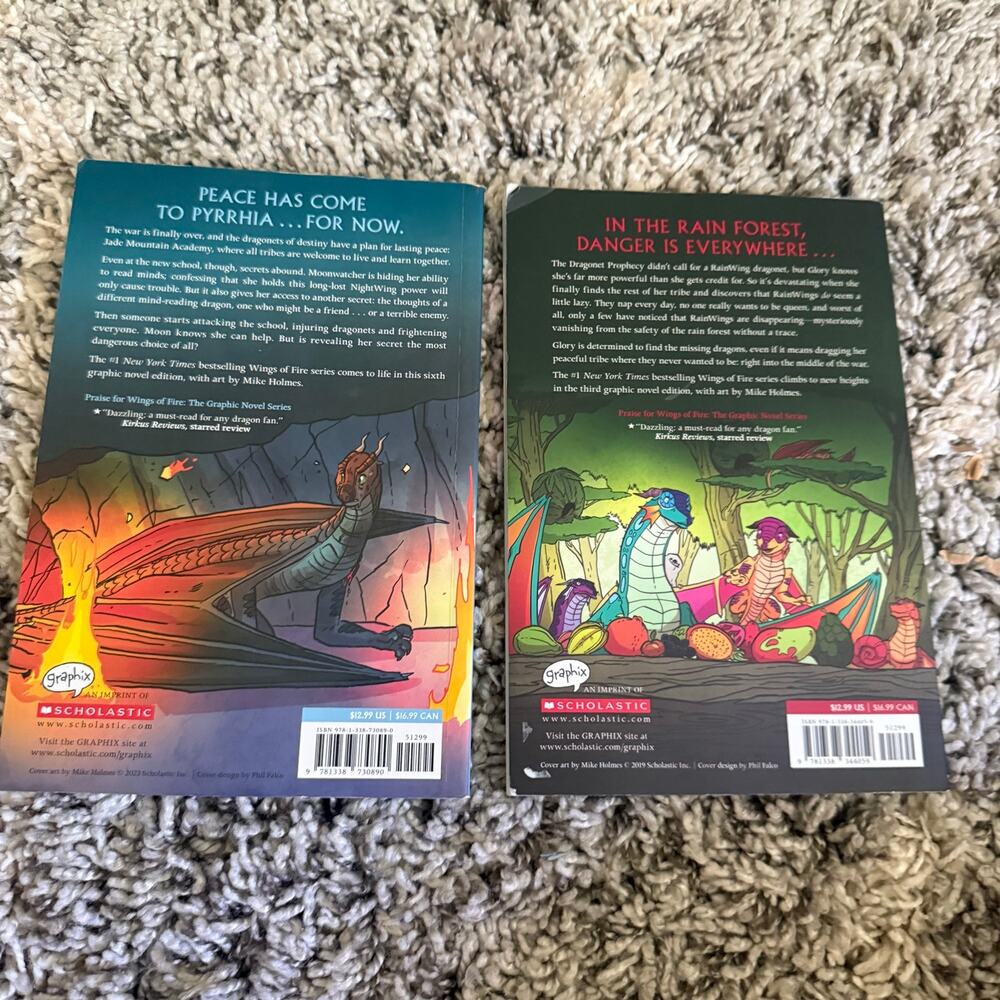 Lot 2 Wings of Fire Books Paperback Graphic Novel 3 6 Moon Rising Hidden Kingdom - Picture 2 of 11
